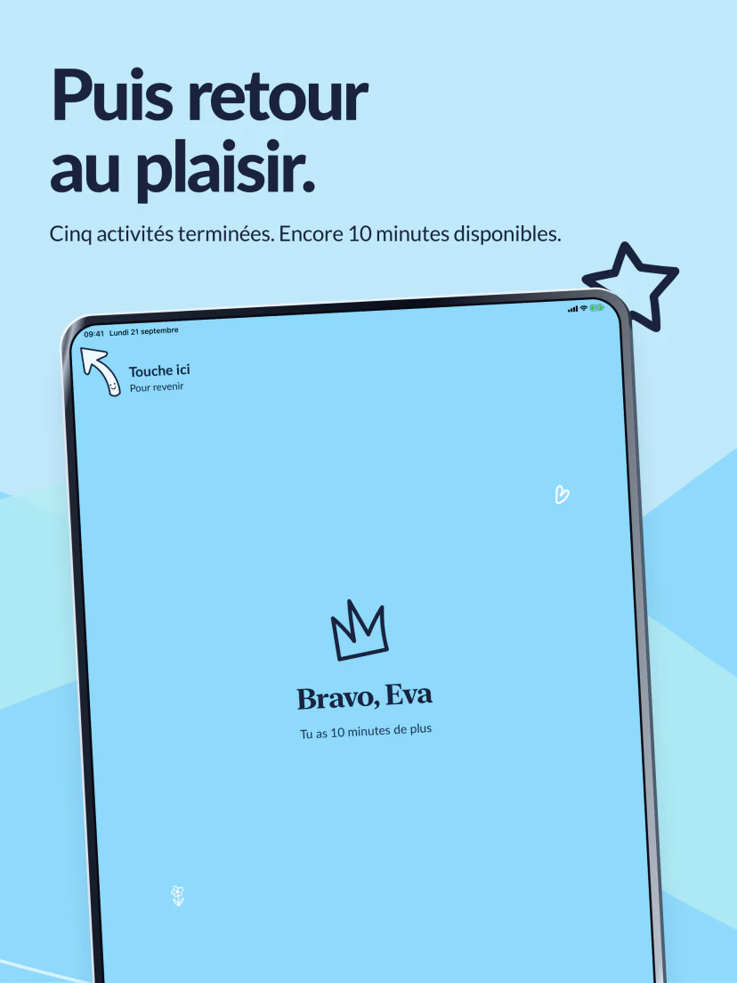 Puis c’est reparti. Cinq activités terminées. L’écran Bravo confirme dix minutes supplémentaires.