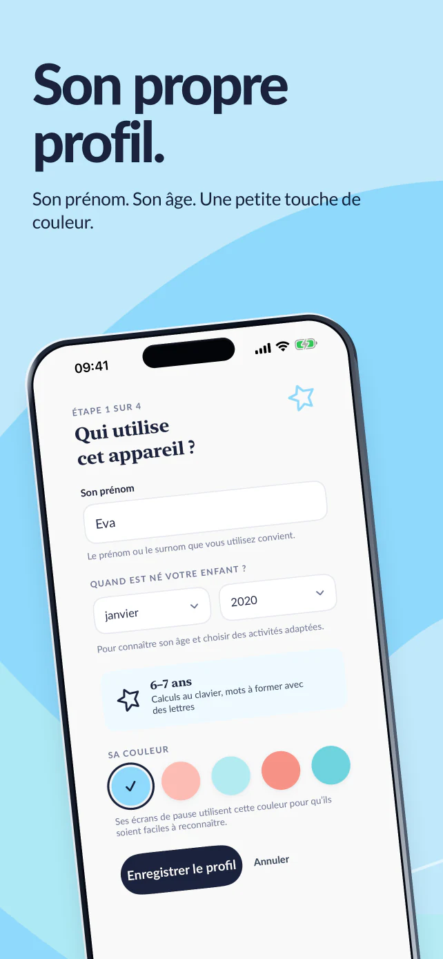 Tout commence par son profil. Le prénom d’Eva, son mois et son année de naissance et sa couleur.